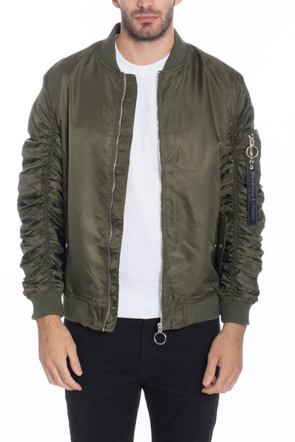 Solid Polyester Scrunched Windbreaker Bomber Jacket Lime Milo