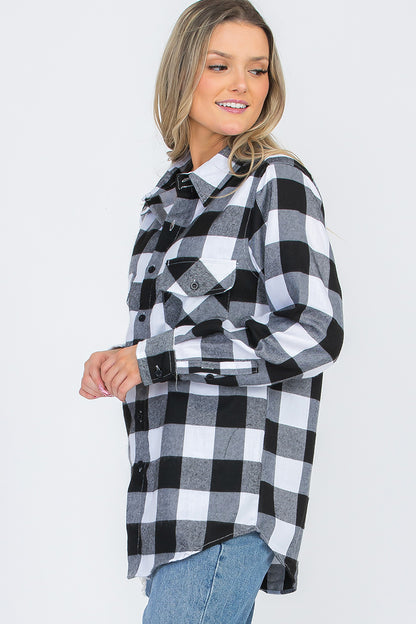 Oversize Boyfriend Plaid Checkered Flannel Lime Milo