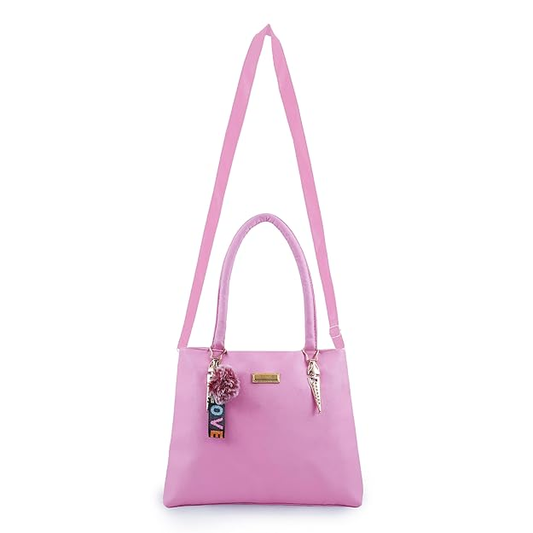 Luxury Elegant Leather Tote Bag For Women Pink Puce Daisy