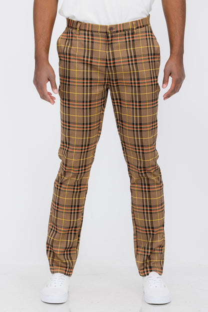 Plaid Slim Fit Trouser Pants Lime Milo