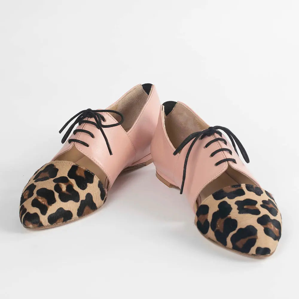 Calf Hair Leather Flat Shoes- Native by Lordess Pink Tulip