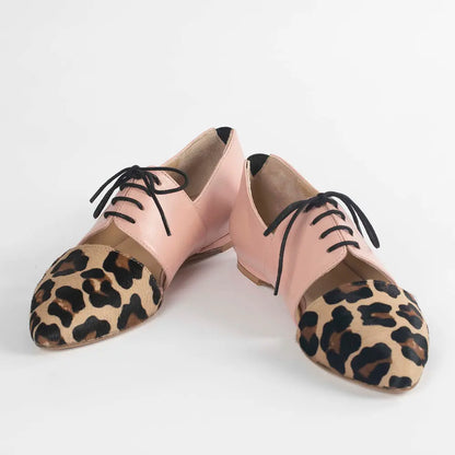 Calf Hair Leather Flat Shoes- Native by Lordess Pink Tulip