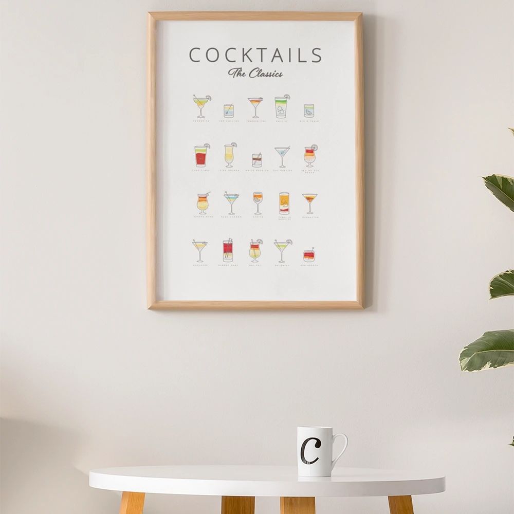 Cocktails Art Poster Decor Yellow Pandora