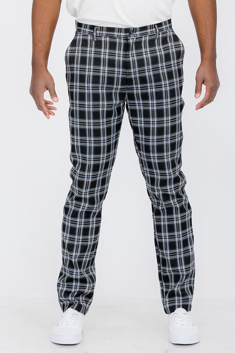 Plaid Slim Fit Trouser Pants Lime Milo