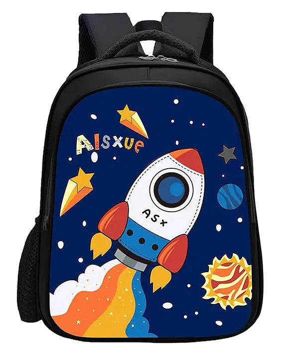 Premium School Bag Black ASX Rocket for Kids - 17.7 Inches Beige Metis