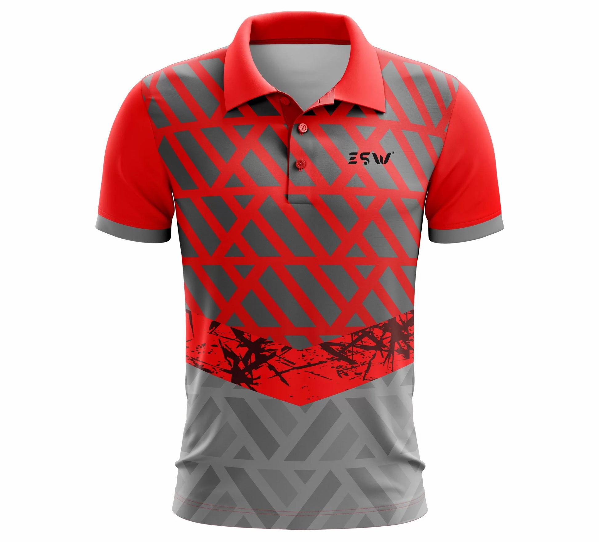 Men's T-shirt  Graphic Print Polo Neck Polyester Grey and Red Color Chocolate Misty