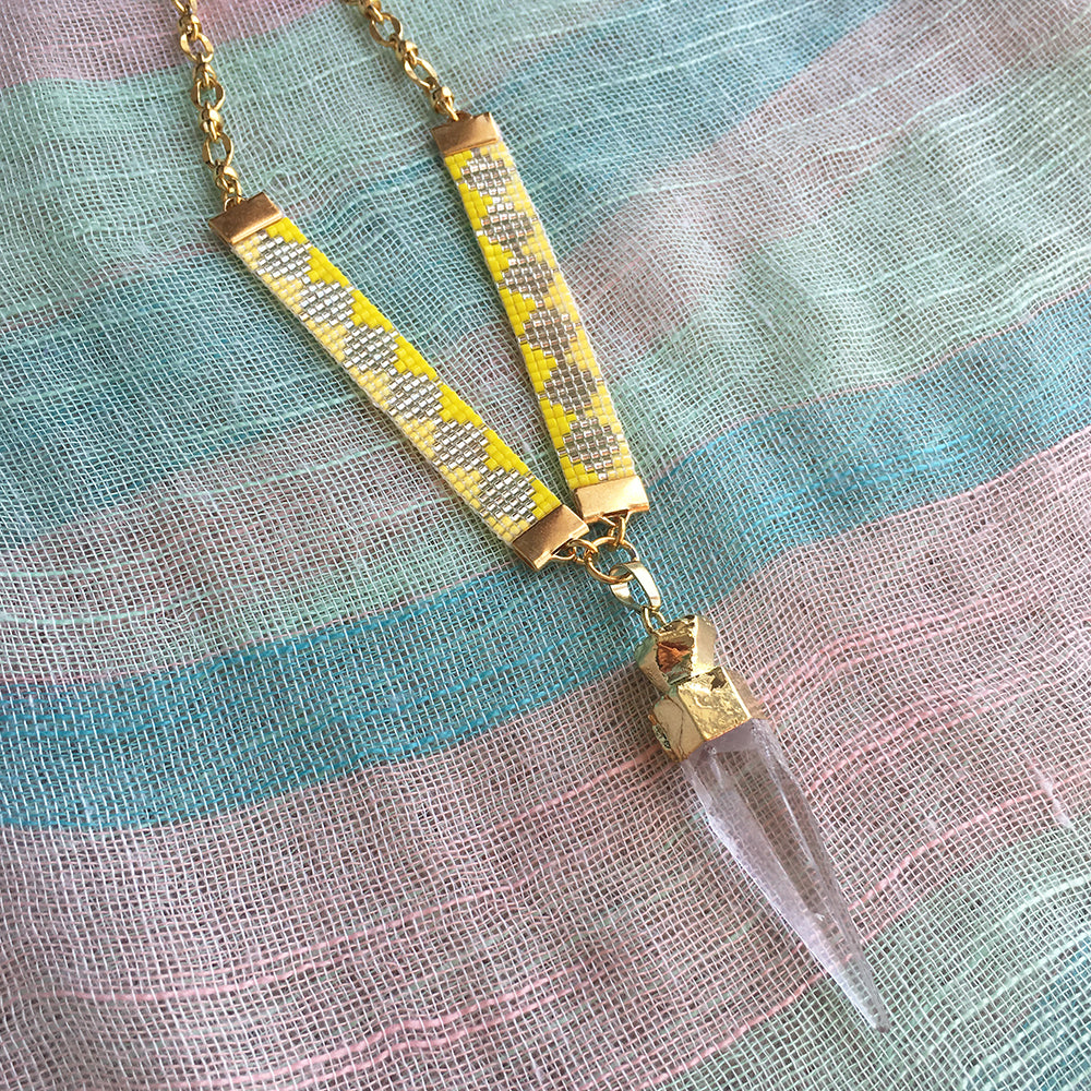 Soleil St Tropez Crystal Quartz Necklace Yellow Athena