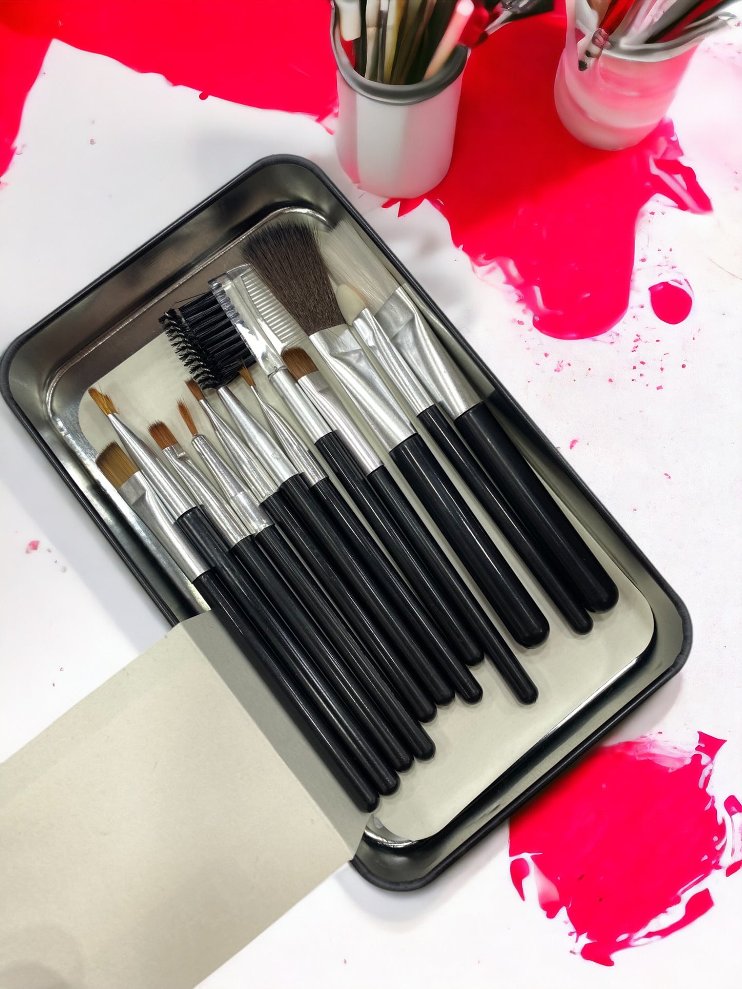 Professional Makeup brush set pack of 12 pcs brushes Gray Poseidon