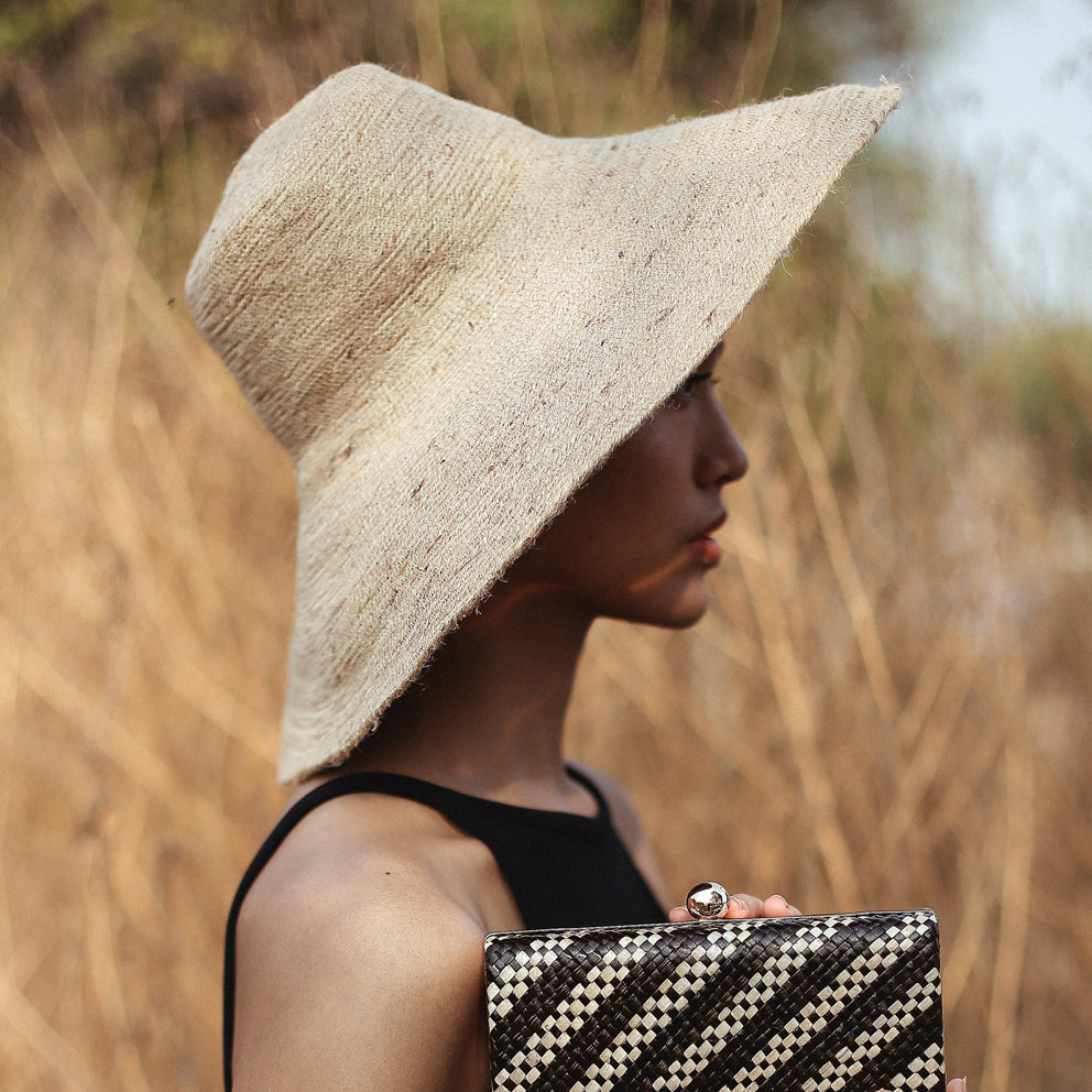 RIRI Jute Handwoven Straw Hat In Natural Beige Cocoa Brunn