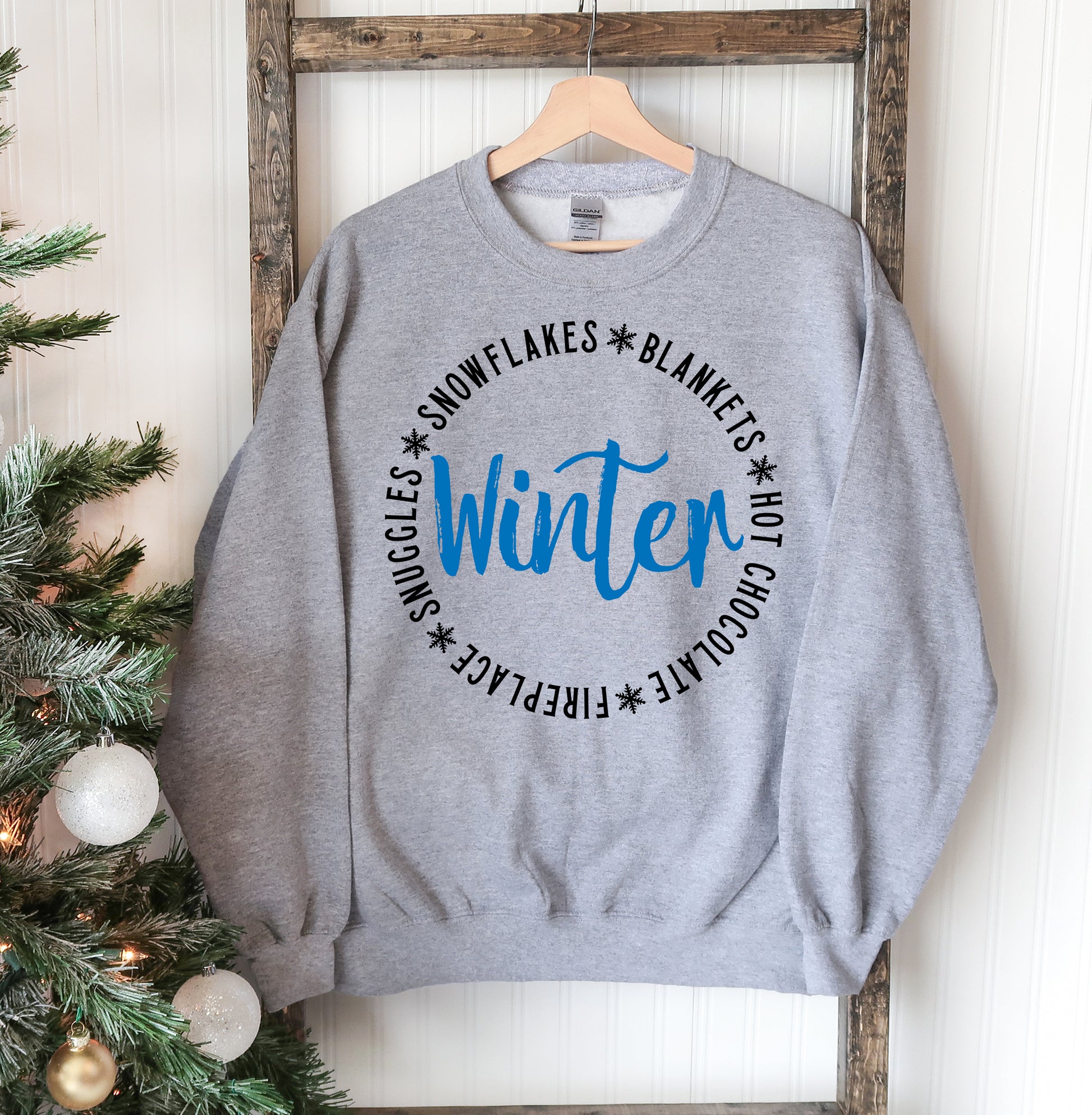 Snowflakes Blankets Winter Sweatshirt Agate