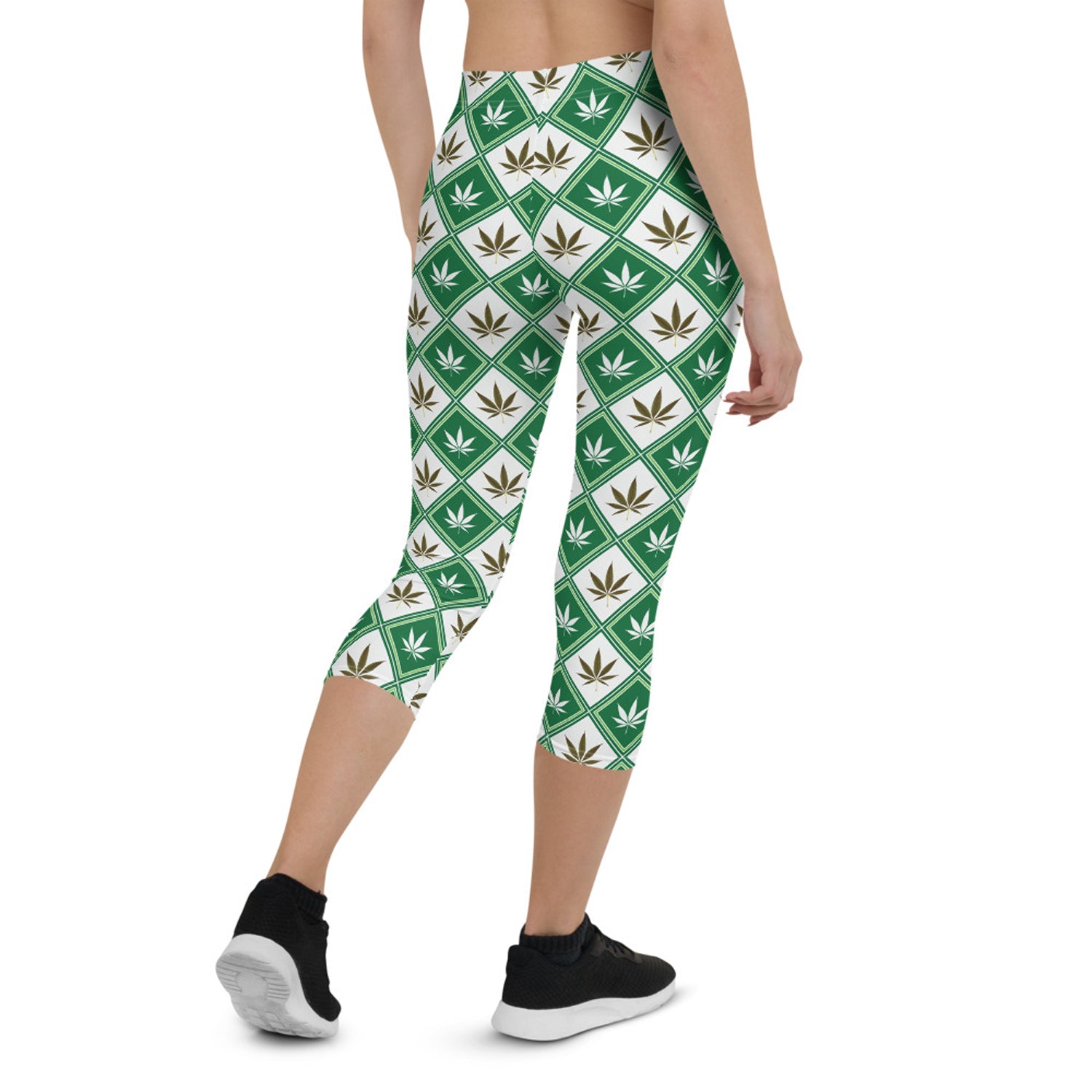 Womens Cannabis Green Capri Leggings Maroon Sooty