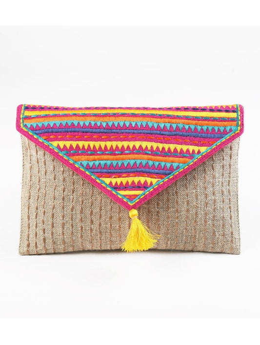 Women Multicolour Linen Clutches Purple Achilles