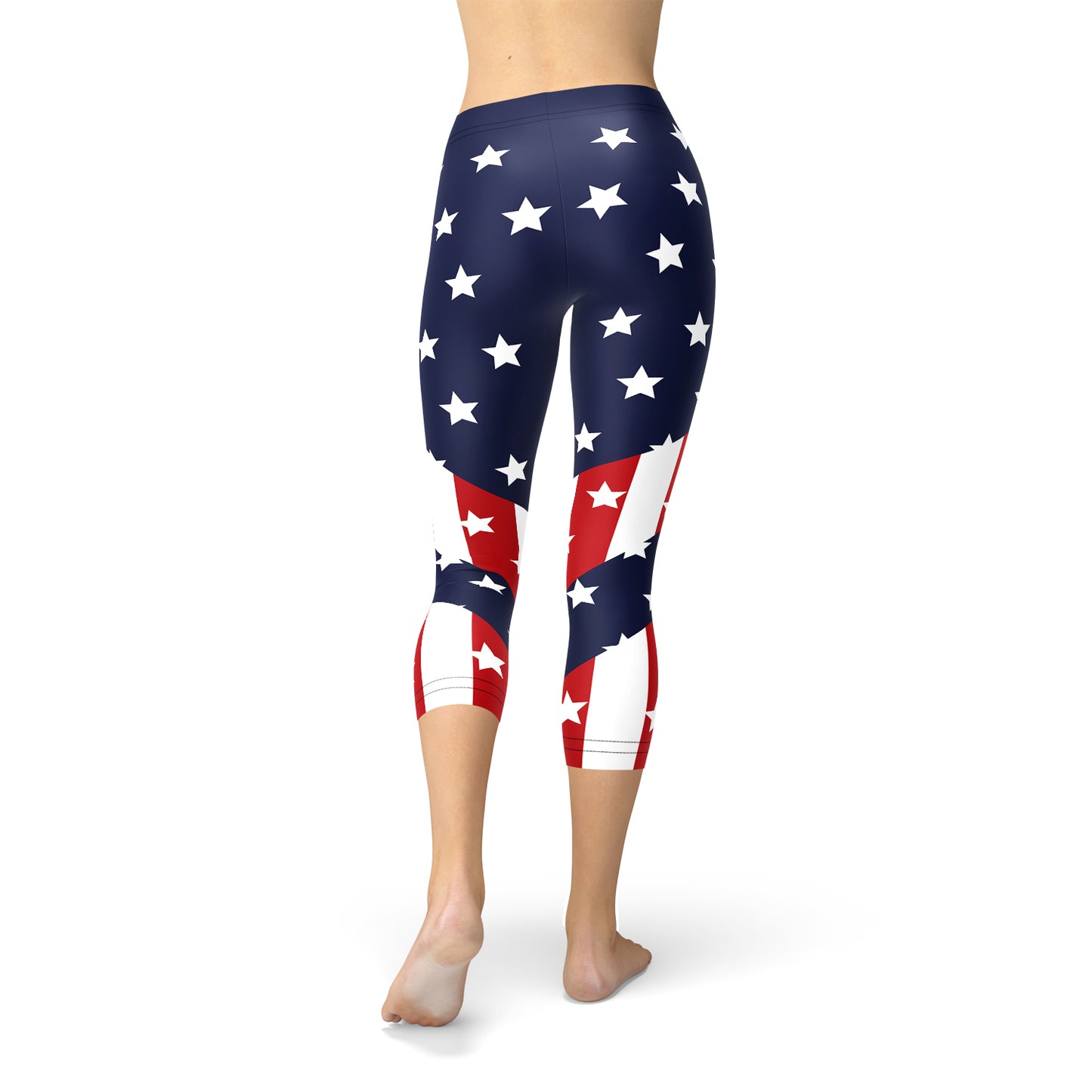 Womens American Flag Capri Leggings Maroon Sooty