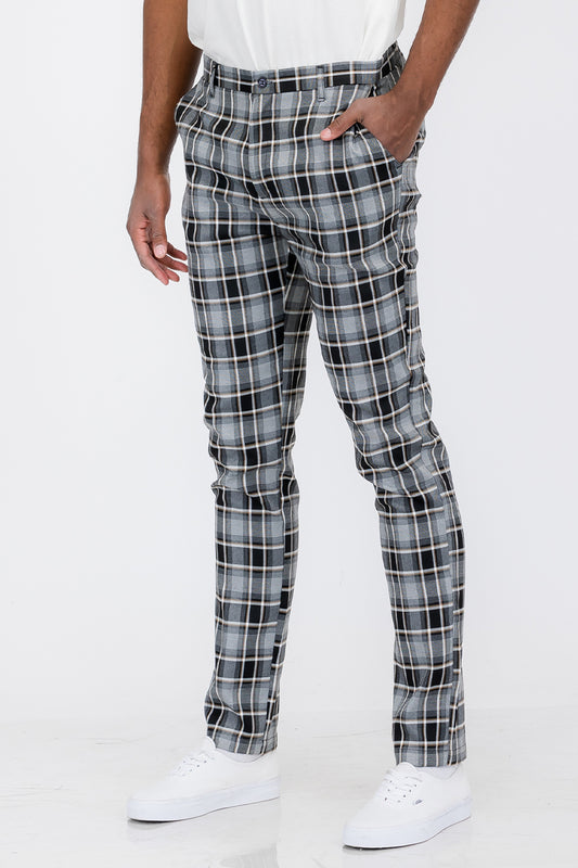 Plaid Slim Fit Trouser Pants Lime Milo