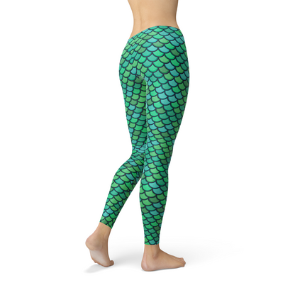 Womens Green Mermaid Leggings Maroon Sooty