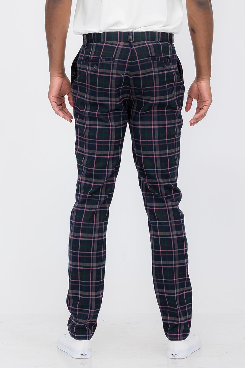 Plaid Slim Fit Trouser Pants Lime Milo