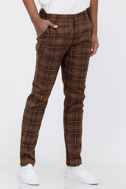 Plaid Slim Fit Trouser Pants Lime Milo