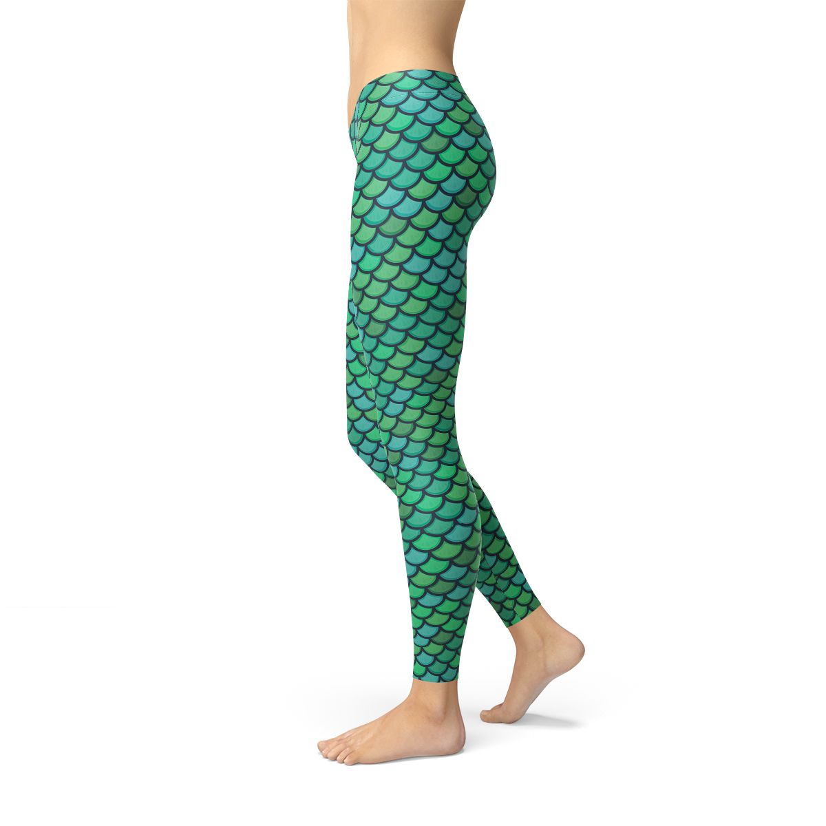 Womens Green Mermaid Leggings Maroon Sooty