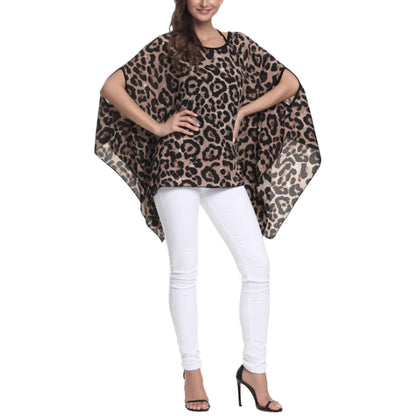 Womens Leopard Print Batwing Chiffon Top Yellow Pandora