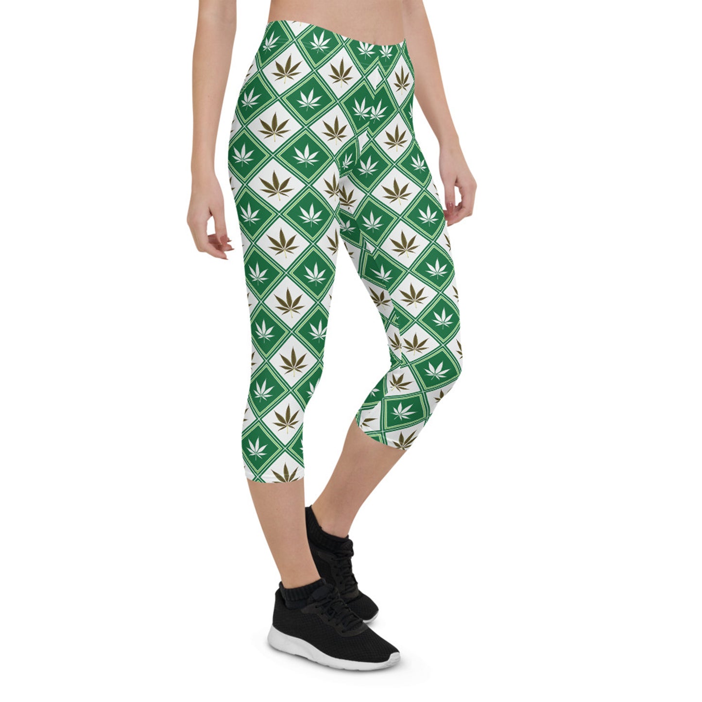 Womens Cannabis Green Capri Leggings Maroon Sooty