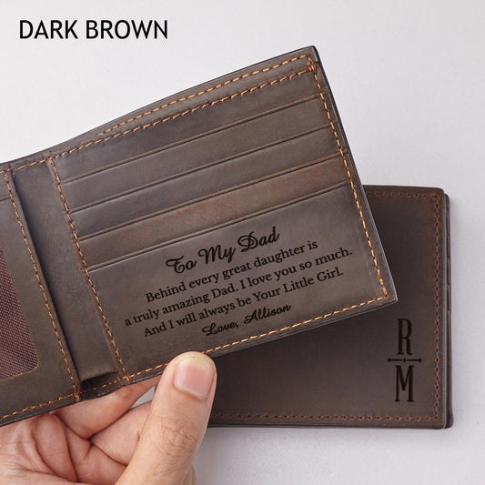 Wallet Gifts For Dad, Mens Leather Wallet, Dad Gift From Daughter Green Millie