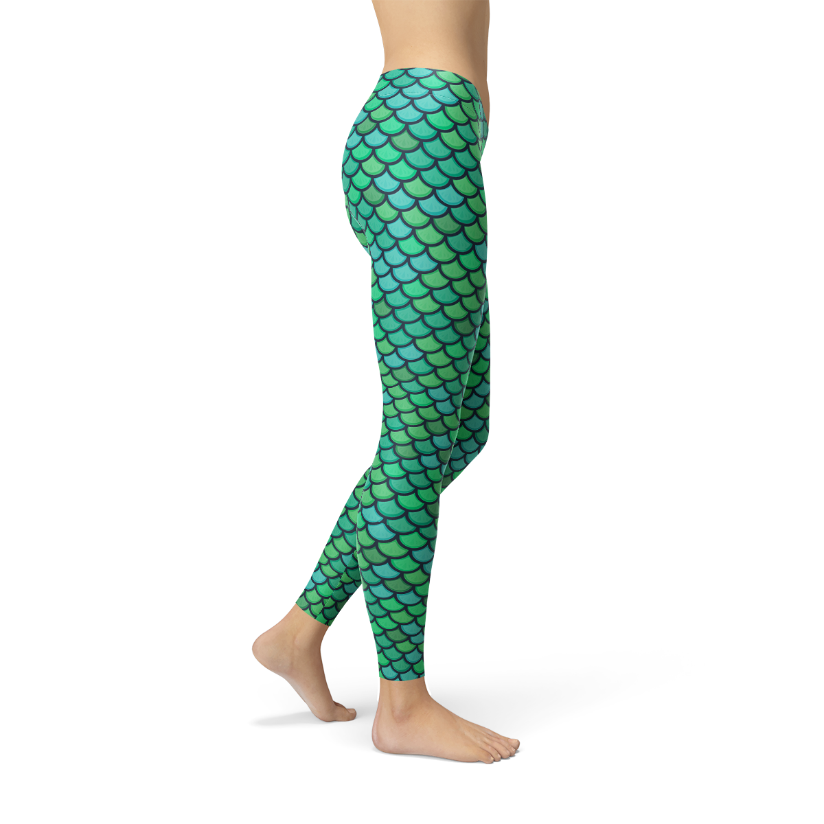 Womens Green Mermaid Leggings Maroon Sooty