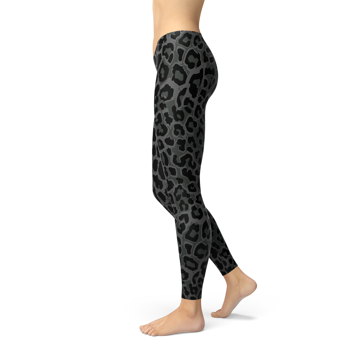 Womens Black Leopard Spots Leggings Maroon Sooty