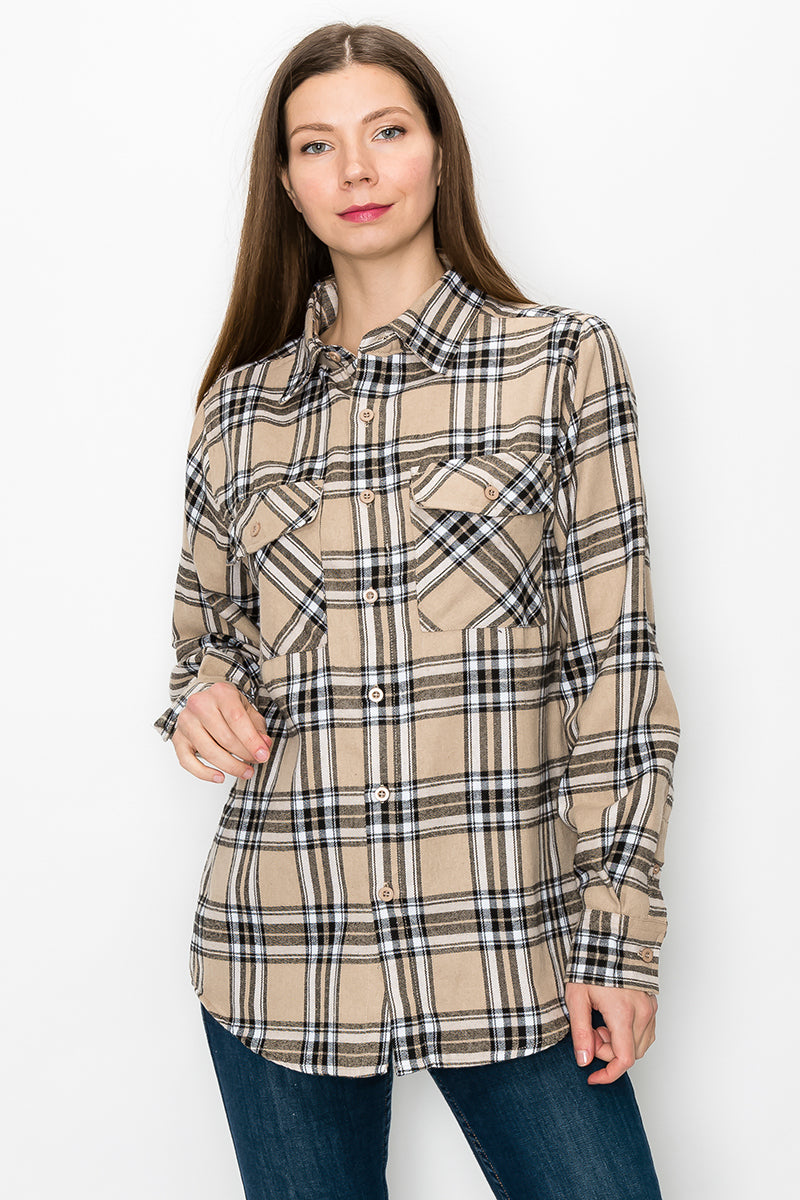 Oversize Boyfriend Plaid Checkered Flannel Lime Milo