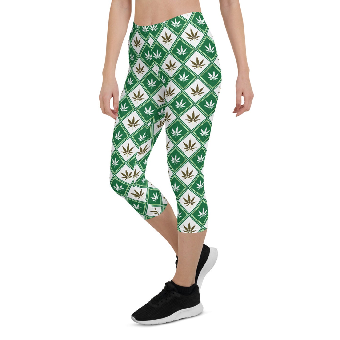 Womens Cannabis Green Capri Leggings Maroon Sooty