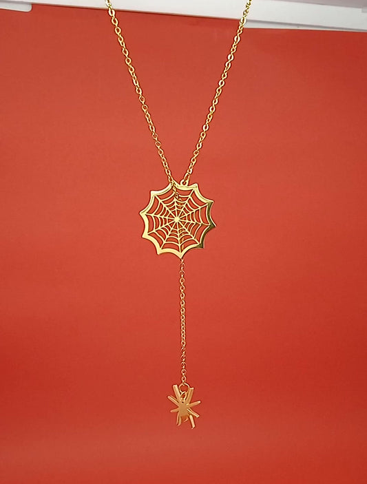 18k Gold Spider Necklace | Spider Charm Pendant | Halloween Necklace Red Iphigenia