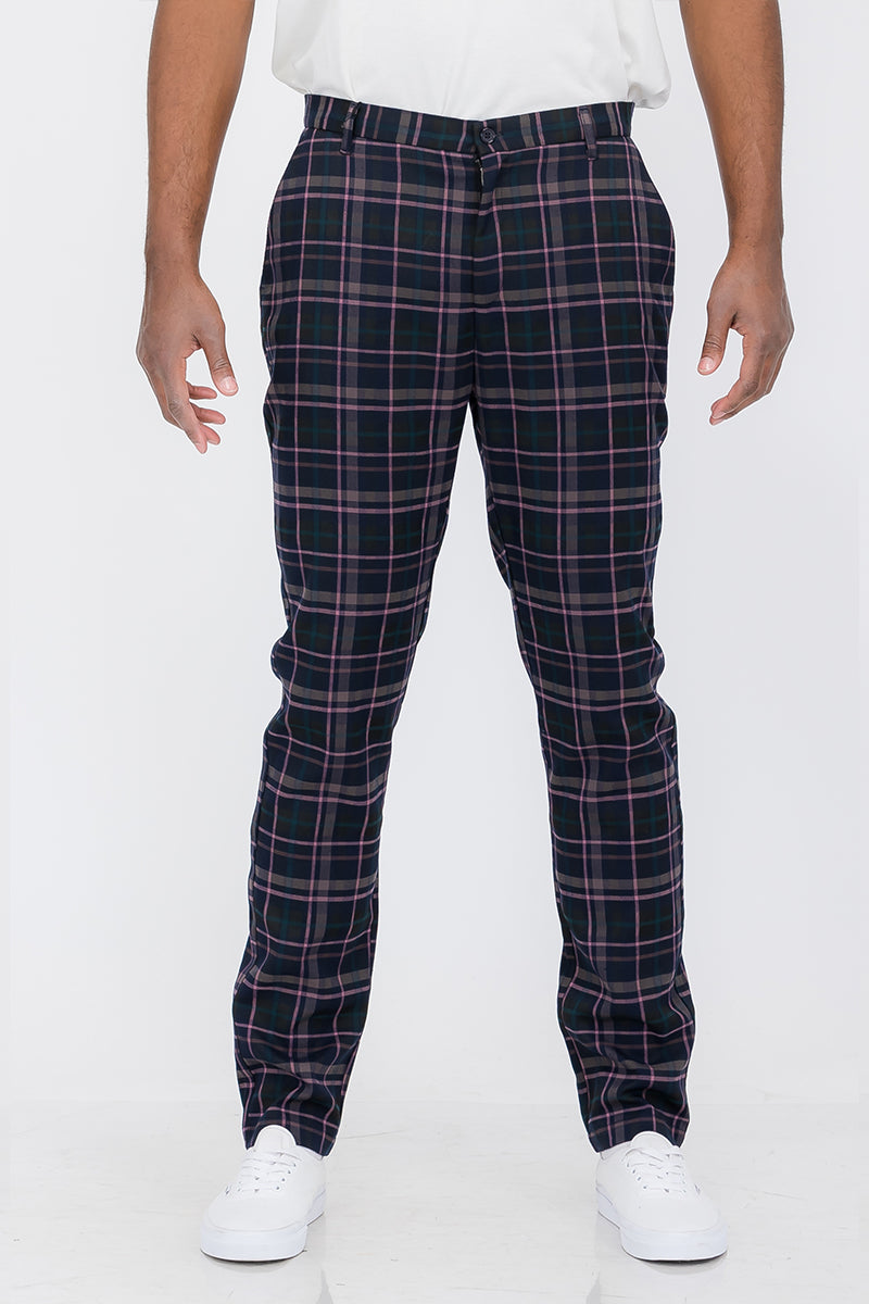 Plaid Slim Fit Trouser Pants Lime Milo