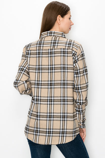 Oversize Boyfriend Plaid Checkered Flannel Lime Milo