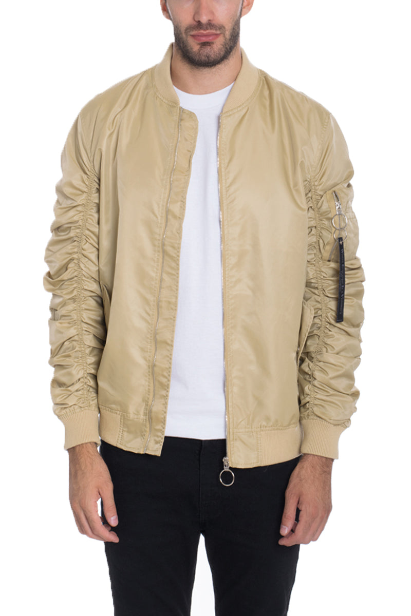 Solid Polyester Scrunched Windbreaker Bomber Jacket Lime Milo