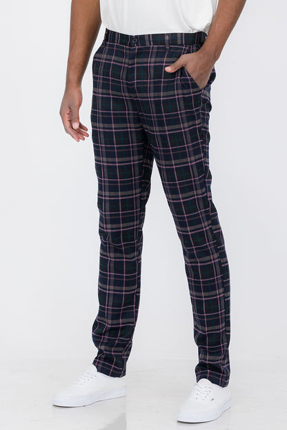 Plaid Slim Fit Trouser Pants Lime Milo