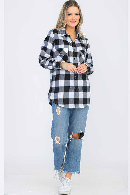 Oversize Boyfriend Plaid Checkered Flannel Lime Milo