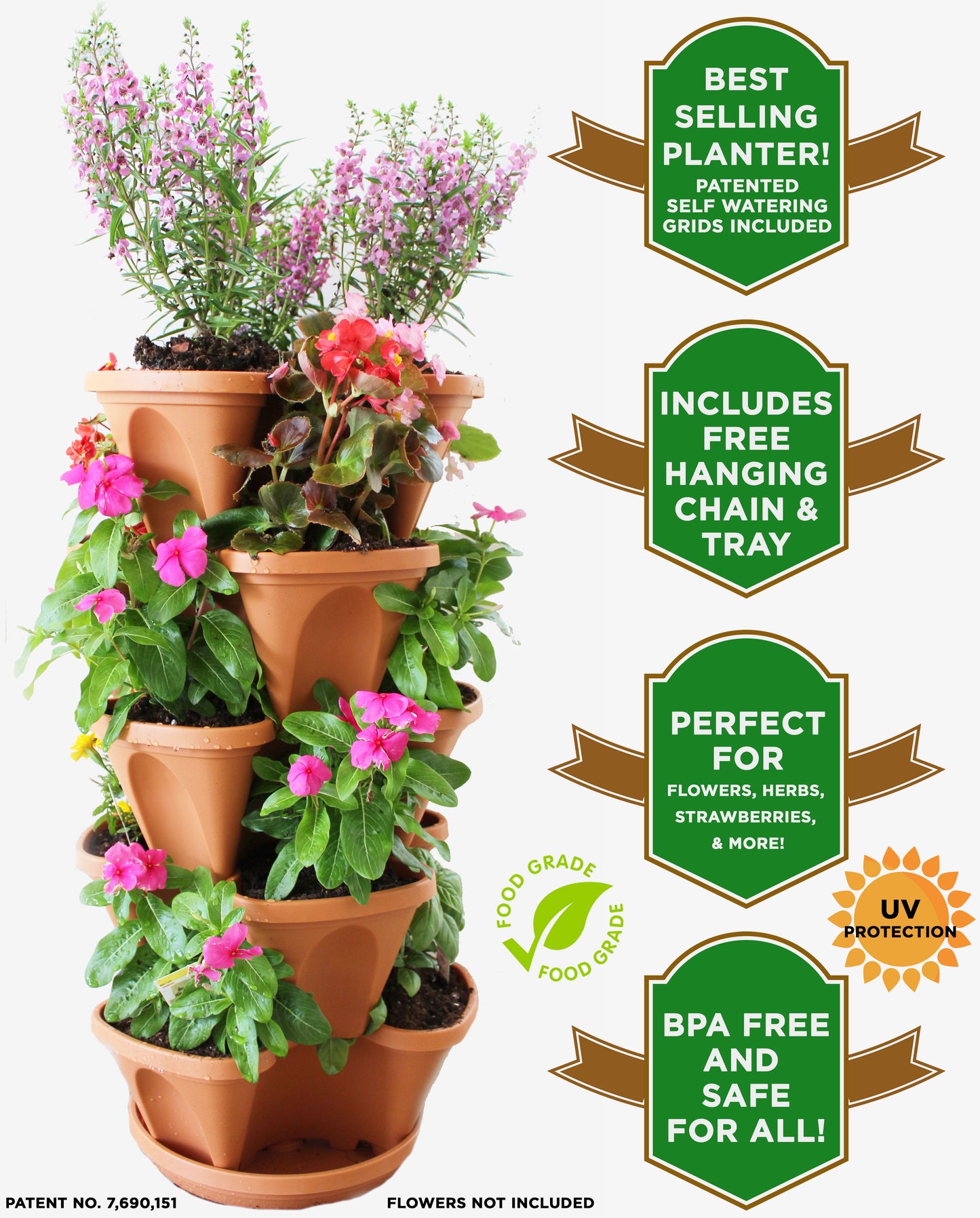 Nature's Distributing Stacking Planters - 5 Tier Emerald Coco