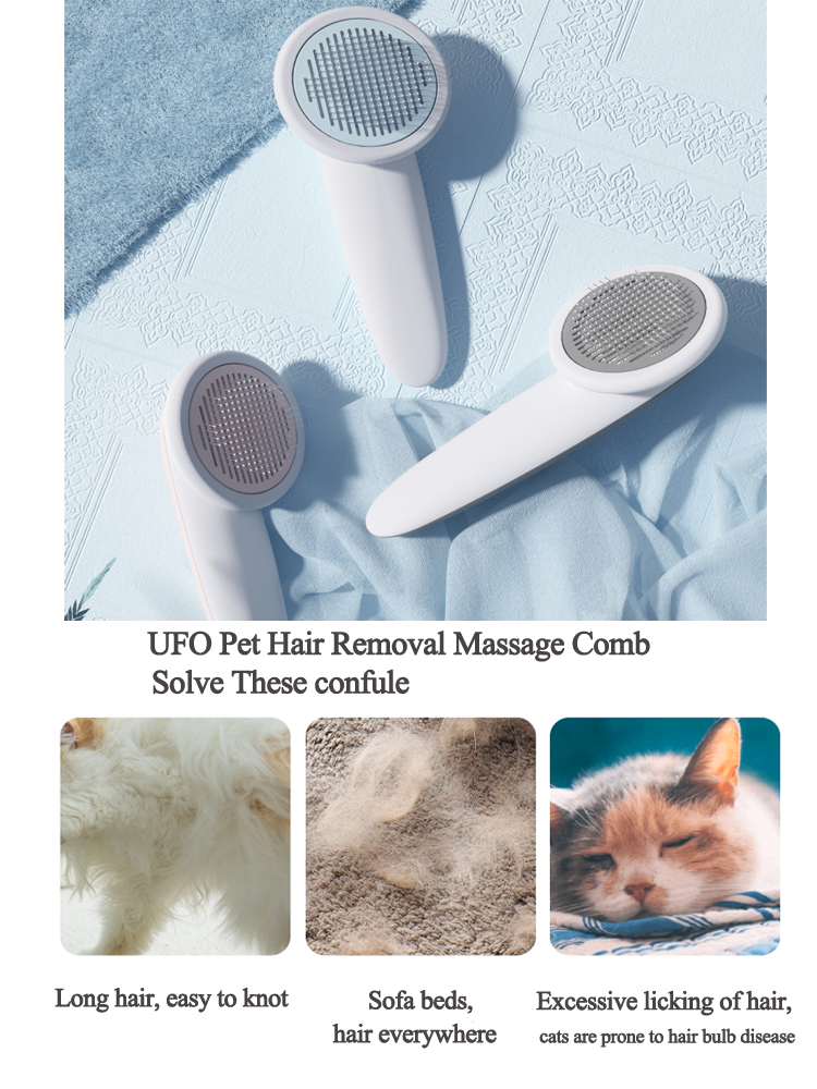 UFO Pet Massage Comb Cats Dog Grooming Combs Brush Lilac Milo