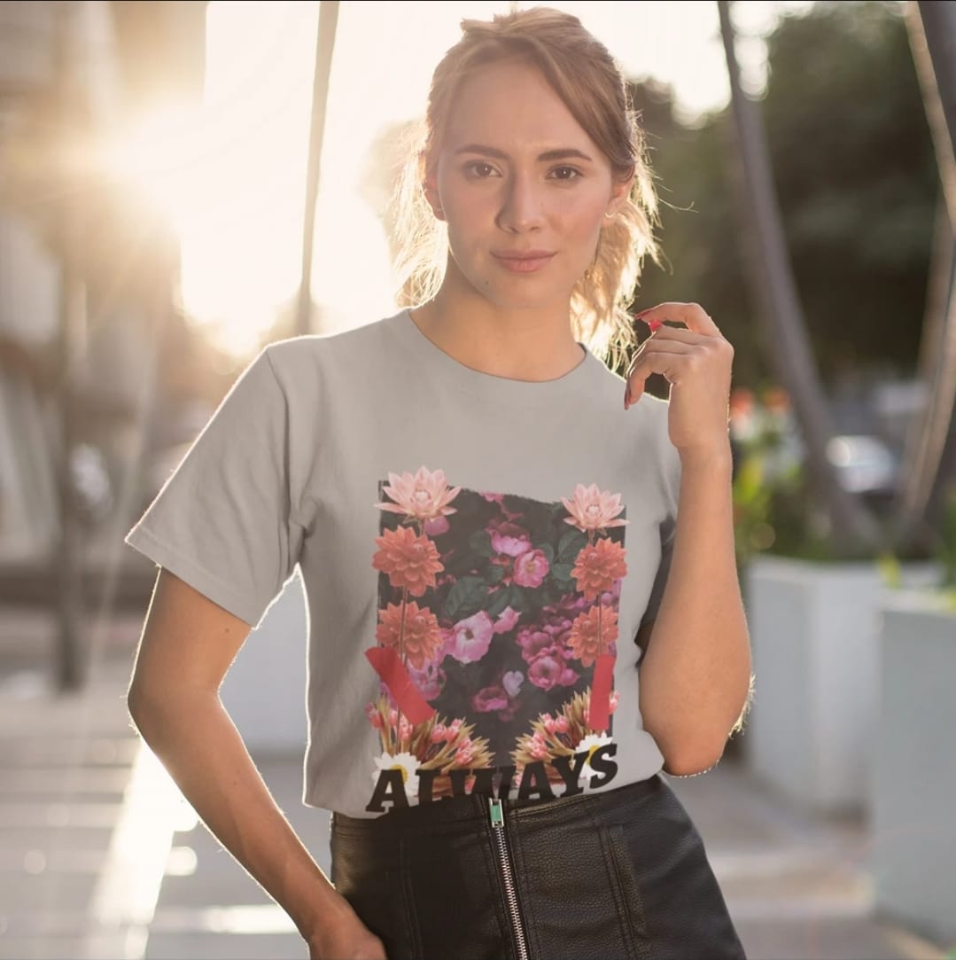 Floral Grunge Jersey Short Sleeve Tee Yellow Pandora