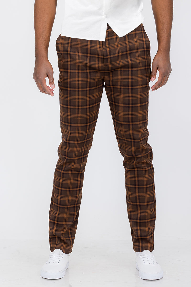 Plaid Slim Fit Trouser Pants Lime Milo