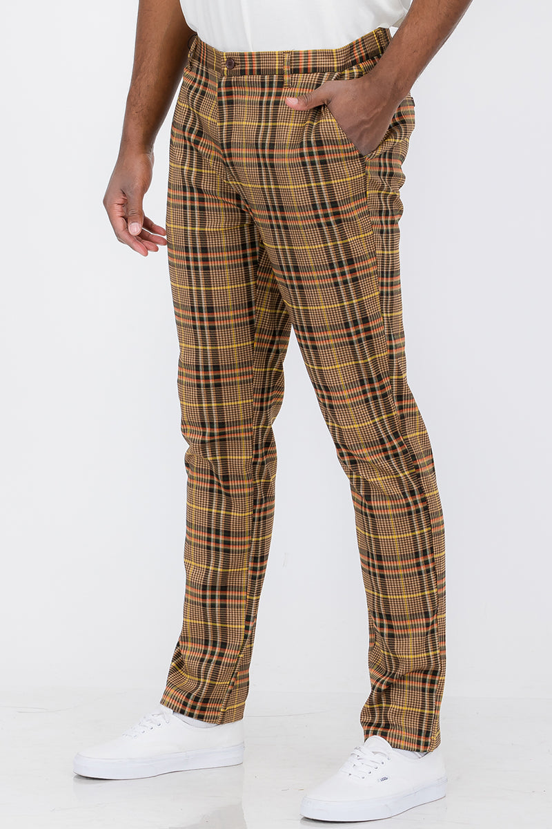 Plaid Slim Fit Trouser Pants Lime Milo