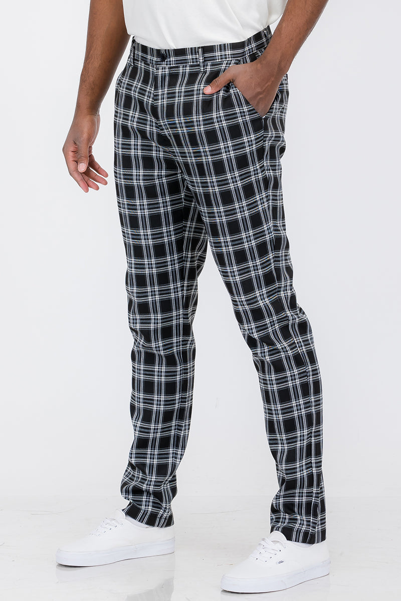 Plaid Slim Fit Trouser Pants Lime Milo