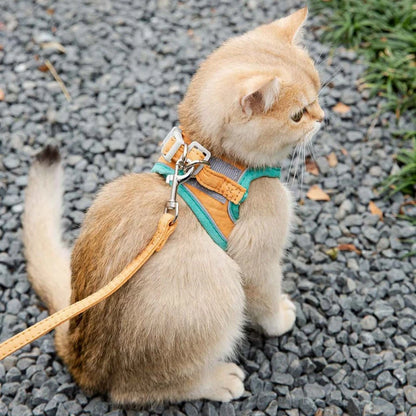 Adjustable Cat Harness With Leash Set Reflective Vest Pet Harnesses Teal Simba