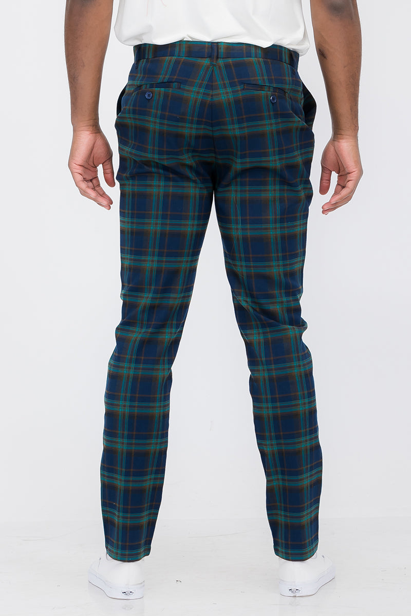 Plaid Slim Fit Trouser Pants Lime Milo