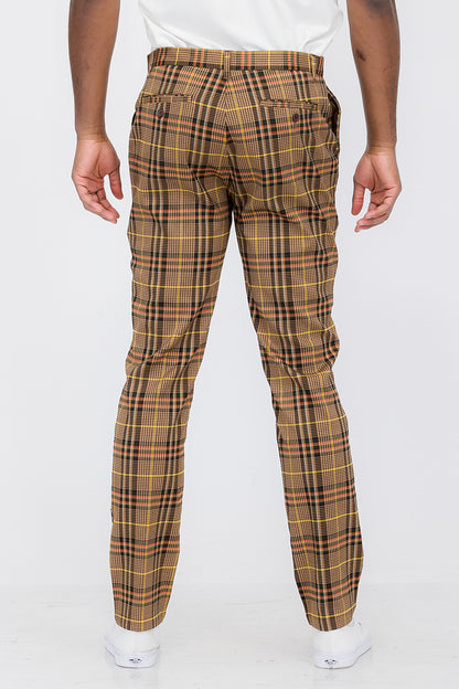 Plaid Slim Fit Trouser Pants Lime Milo