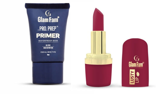 Glamfam Lusty Lip Lipstick & Primer Pro Prep (Pack of 2) Apricot Max