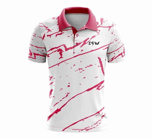 Men's Printed Polyester Athletic T-Shirt Color White& Pink Chocolate Misty