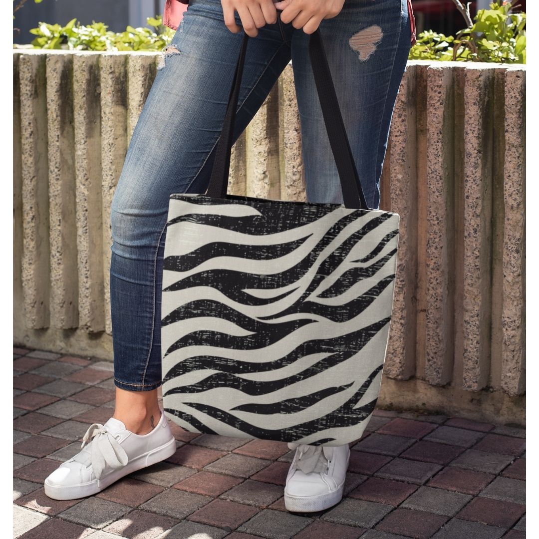 Double Sided Zebra Print Beach Shopper Tote Bag Medium Yellow Pandora