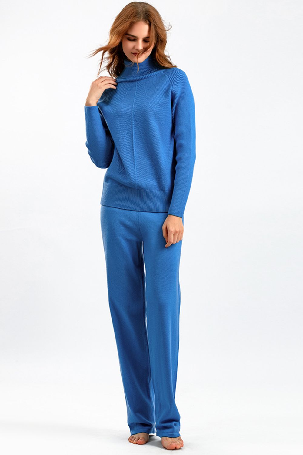 Basic Bae Turtleneck Raglan Sleeve Top and Pants Sweater Set Trendsi