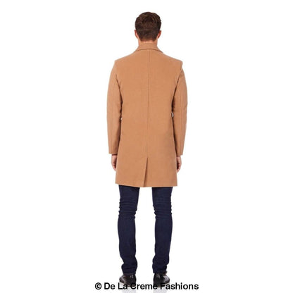 De La Creme MAN - Men's Single Breasted Wool Mix Overcoat Rose Eleusis