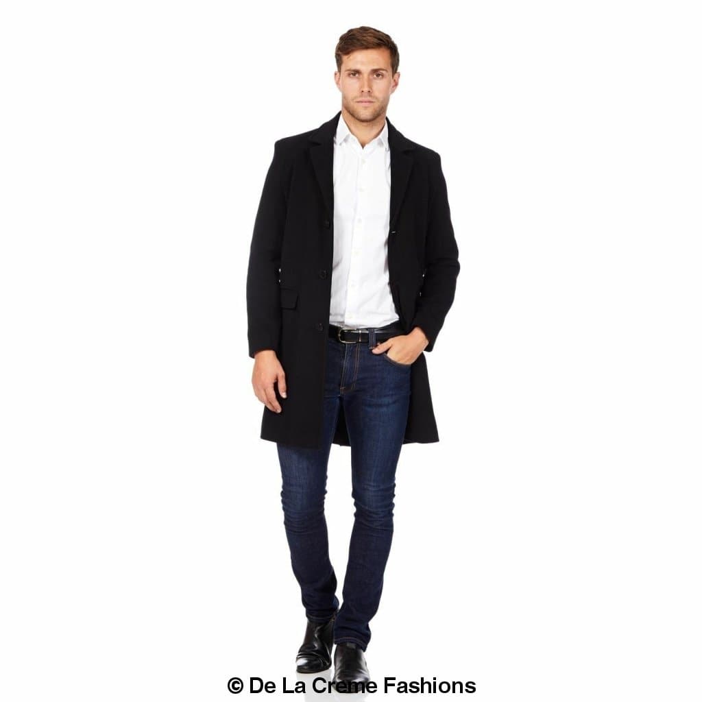 De La Creme MAN - Men's Single Breasted Wool Mix Overcoat Rose Eleusis